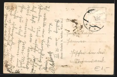 AK Eferding, Platz mit Säulendenkmal u. Kirche aus der Vogelschau