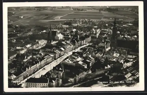 AK Braunau, Ortsansicht aus der Luft