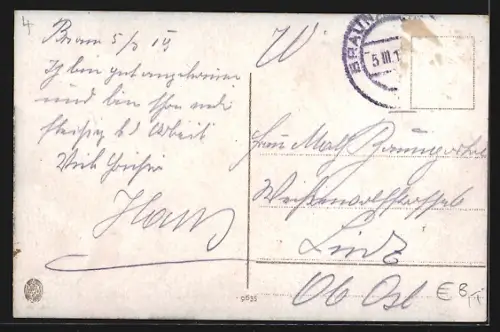 AK Braunau am Inn, Teilansicht mit Schleifmühlgraben