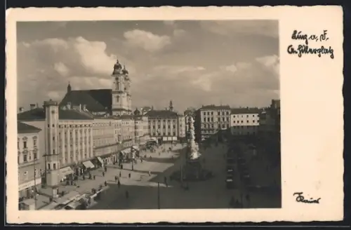 AK Linz a. D., A. platz aus der Vogelschau