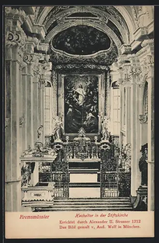 AK Kremsmünster, Hochaltar in der Stiftskirche, Errichtet 1712