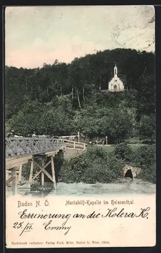 AK Baden /N. Ö., Mariahilf-Kapelle im Helenenthal