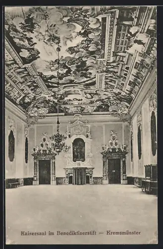 AK Kremsmünster, Kaisersaal im Benediktinerstift, Innenansicht