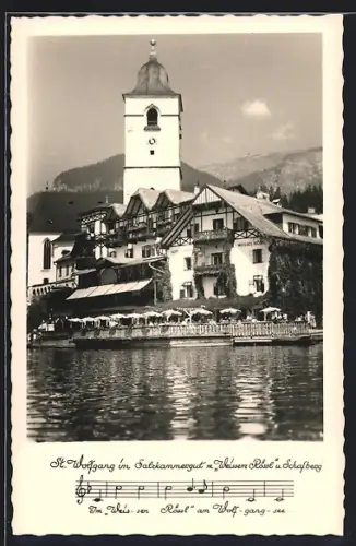 AK St. Wolfgang, Salzkammergut, Gasthaus Weisses Rössl, Lied mit Noten