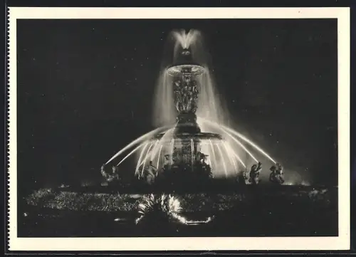 AK Graz, Stadtparkbrunnen bei Festbeleuchtung 1928