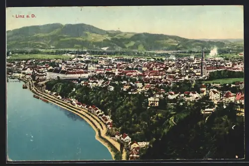 AK Linz a. D., Teilansicht mit Kirche