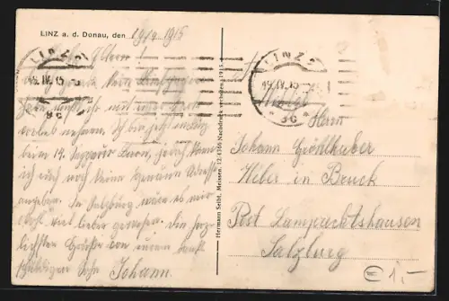 AK Linz a. d. Donau, Teilansicht mit Kirche