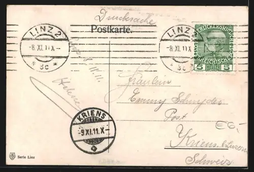 AK Linz a. Donau, Donaupartie mit Freinberg