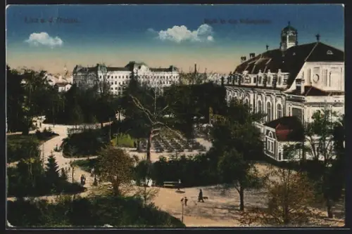 AK Linz a.d. Donau, Blick in den Volksgarten