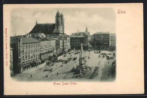 AK Linz a. D., Denkmal auf dem Franz Josef-Platz
