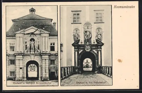 AK Kremsmünster, Einfahrt in den Prälatenhof, Einfahrt in den Stift Kremsmünster