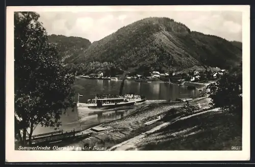 AK Kirchberg ob der Donau, Obermühl mit Dampfer