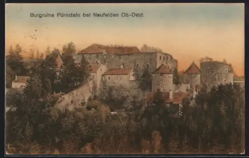 AK Pürnstein bei Neufelden, Blick zur Burgruine