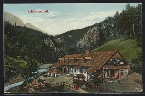 AK Aflenz, Blick auf den Gasthof Schwabenbartl