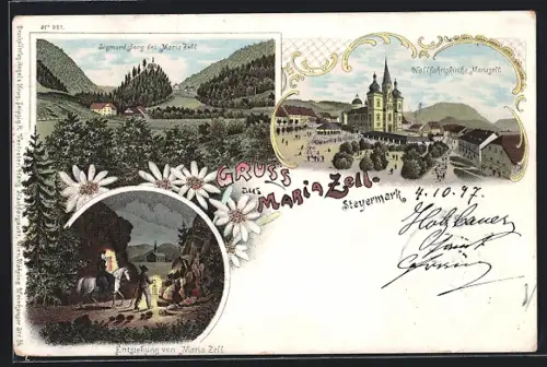 Lithographie Mariazell, Sigmundsberg, Enstehungsgeschichte, Kirche