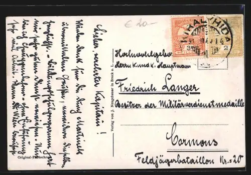 AK Bruck a. d. Leitha, Hauptplatz mit Brunnen und Kirche