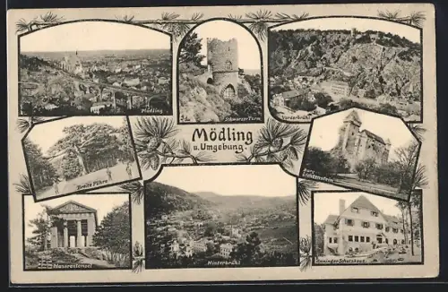 AK Mödling, Schwarzer Turm, Burg Lichtenstein, Hinterbrühl