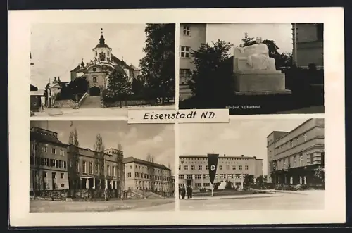 AK Eisenstadt /ND, Krankenkasse mit , Kirche, Lisztdenkmal