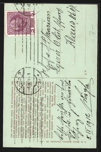 AK Baumgartenberg, Inneres der Klosterkirche, Portrait Otto v. Machlant