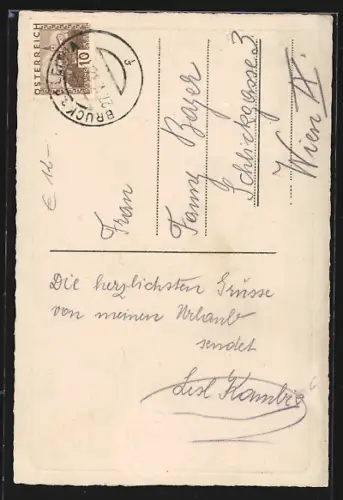 AK Bruck a. d. Leitha, Lehrmädchen-Erholungsheim, Lied O wonnevolle Jugendzeit