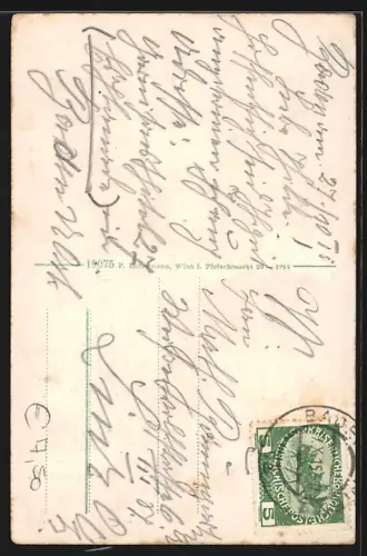 AK Baden bei Wien, Josefsplatz, Fahnen, Passepartout