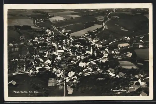 AK Peuerbach, Fliegeraufnahme der Ortschaft
