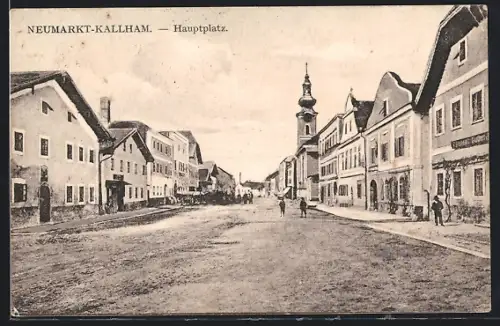 AK Neumarkt im Hausruckkreis, Hauptplatz mit Geschäften