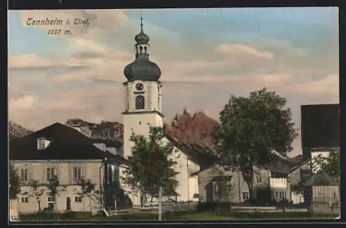 AK Tannheim i. Tirol, Ortspartie mit Kirche
