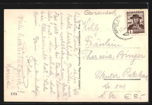 AK Gross Schweinbarth /N. Oe., Teilansicht, Fliegeraufnahme