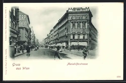 AK Wien, Mariahilferstrasse mit Hotel Kummer