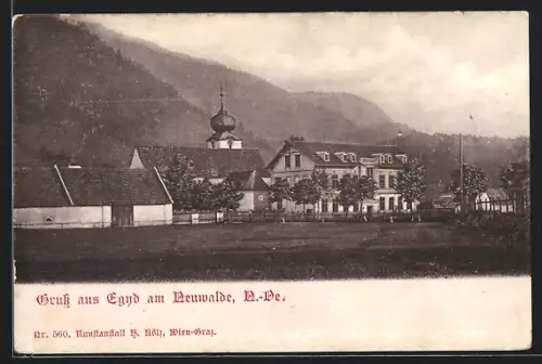 AK St. Aegyd am Neuwalde, Volksschule mit Kirche