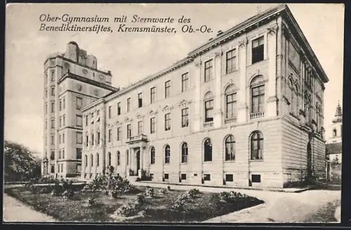 AK Kremsmünster /Ob.-Oe., Ober-Gymnasium mit Sternwarte des Benediktinerstiftes