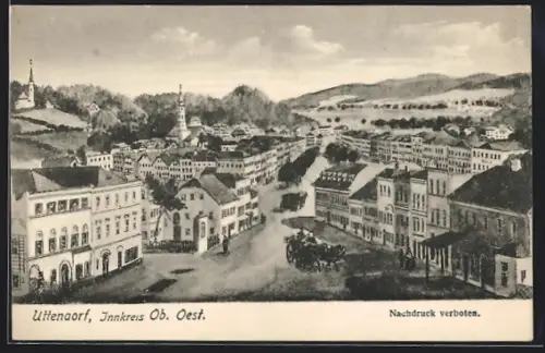 Künstler-AK Uttendorf /Innkreis, Strassenansicht im Ort