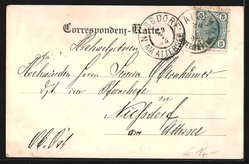 AK Aigen /Ob. Öst., Strassenpartie im Ort, Blick zur Kirche