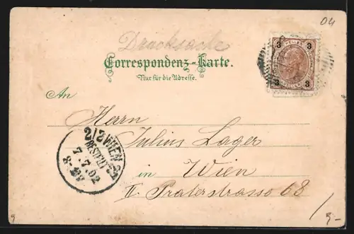 Lithographie Ischl, Kaiservilla, Gesamtansicht mit Traunthal