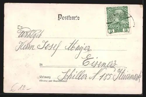 AK Pabneukirchen /O.-Oe., Strassenpartie mit Blick zur Kirche, Ruine