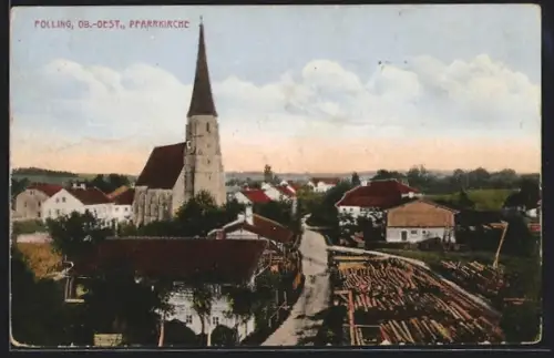 AK Polling /Ob.-Oest., Pfarrkirche im Ort