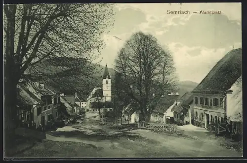 AK Semriach, Marktplatz mit Blick zur Kirche