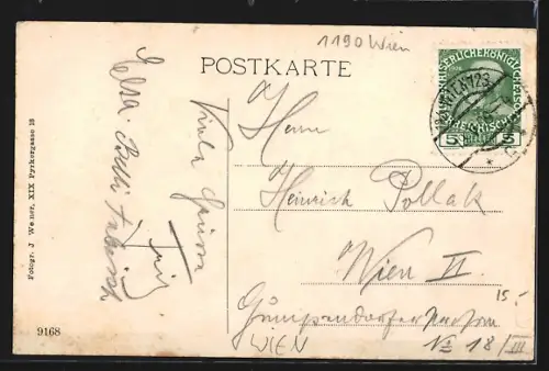 AK Wien, Grinzing, Gasthaus Auf zum Heurigen von Ludwig Tobisch in der Cobenzlgasse 22