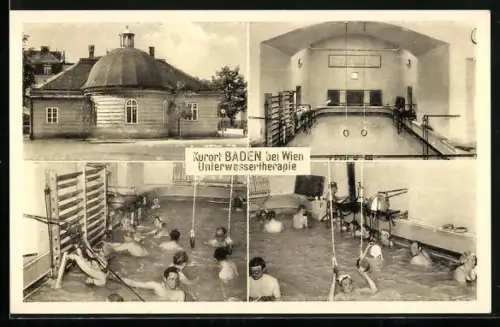 AK Baden bei Wien, Unterwassertherapie: Kurgebäude, Schwimmhalle mit Kurgästen