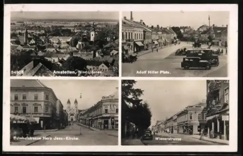 AK Amstetten,  Platz, Bahnhofstrasse, Wienerstrasse