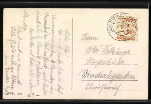 AK St. Martin i. Mühlkreis, Ortspartie am Feldrand