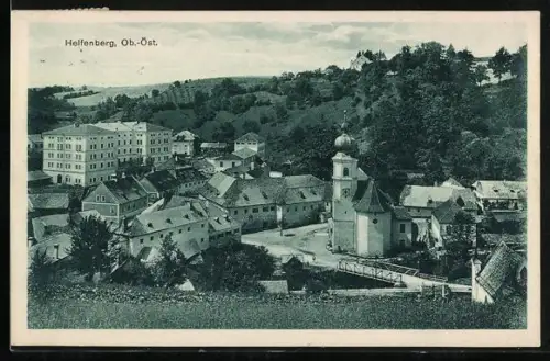 AK Helfenberg /Ob.-Öst., Die Kirche vom Berg aus