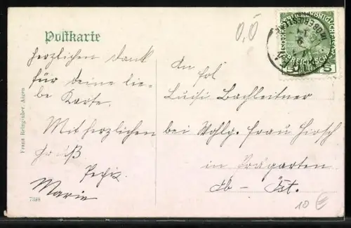 AK Aigen /Ob.-Öst., Waldweg zu kleiner Hütte