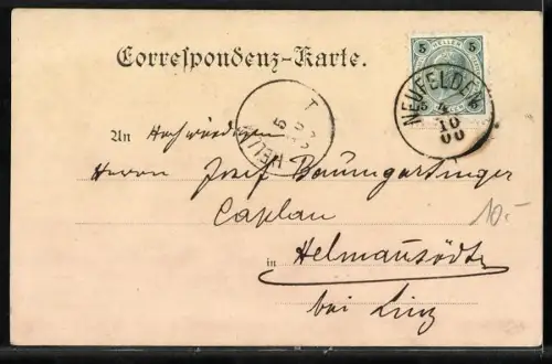 AK Neufelden an der Mühlkreisbahn, Totalansicht mit Strasse von einer Anhöhe aus