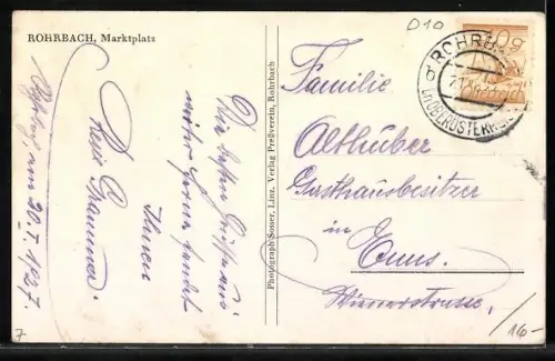 AK Rohrbach /O.-Oe., Partie auf dem Marktplatz