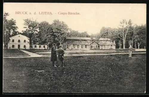 AK Bruck a. d. Leitha, Partie bei der Corps-Baracke