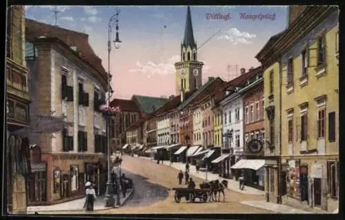 AK Villach, Hauptplatz mit Geschäften