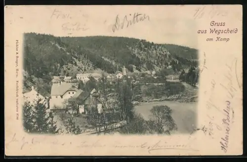 AK Wegscheid am Kamp, Ortspartie mit Bergen