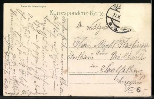 AK Schärding am Inn, Stadtplatz mit Brunnen